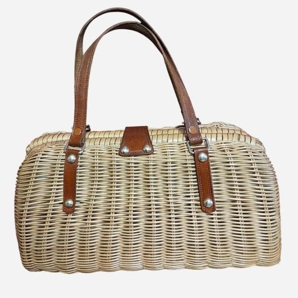 Vintage Wicker Woven Handbag - Picture 3 of 6